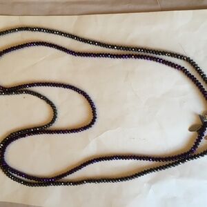 CARA COUTURE N.Y. Lot of Two Steel Cut Bead Necklaces: 1 Purple/1 Brown